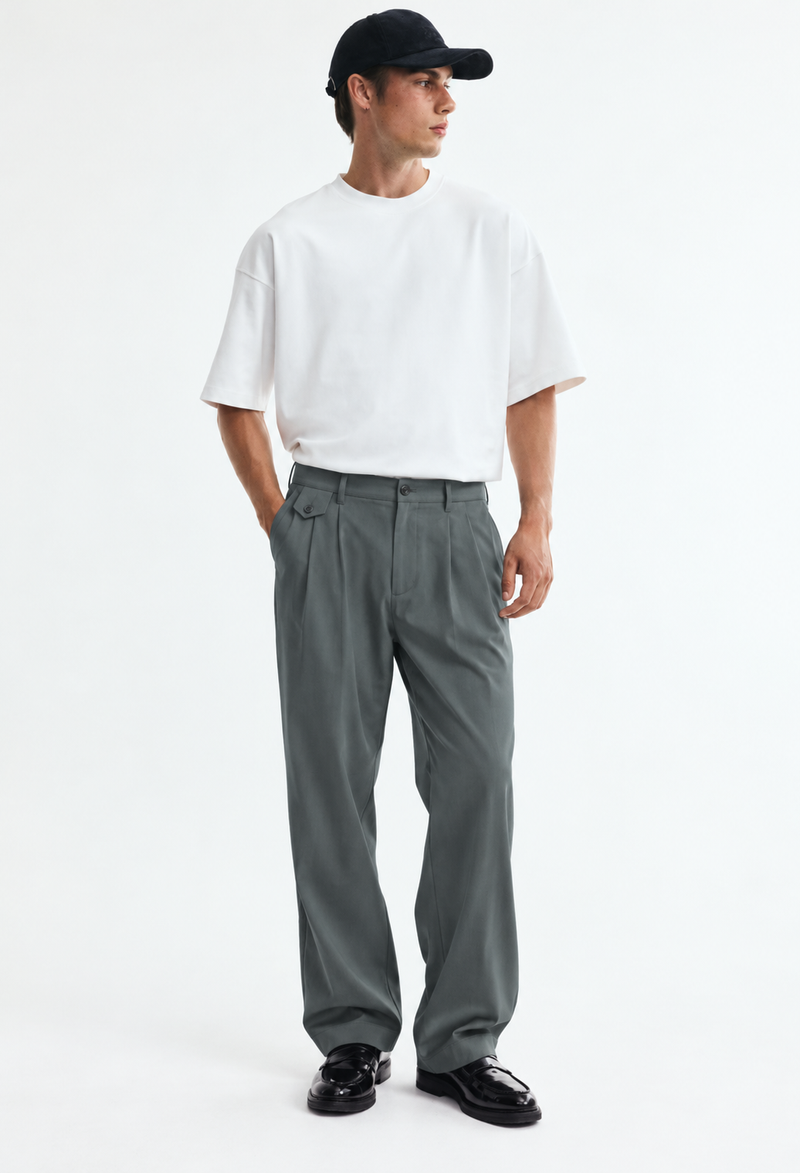 Men’s Premium Double-Pleated Wide-Leg Tailored Trousers