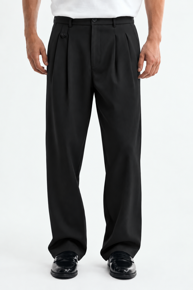 Men’s Premium Double-Pleated Wide-Leg Tailored Trousers