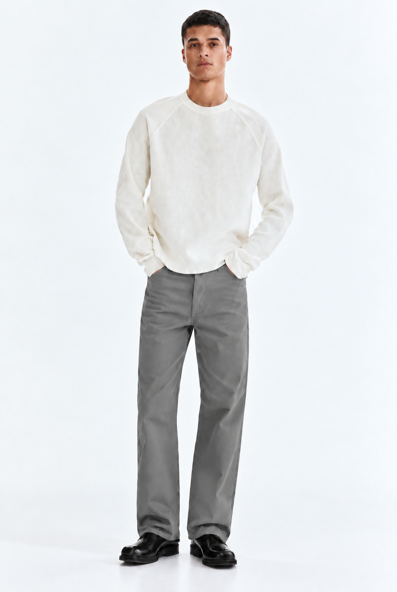 Men’s Premium Regular Straight-Leg Solid Casual Trousers