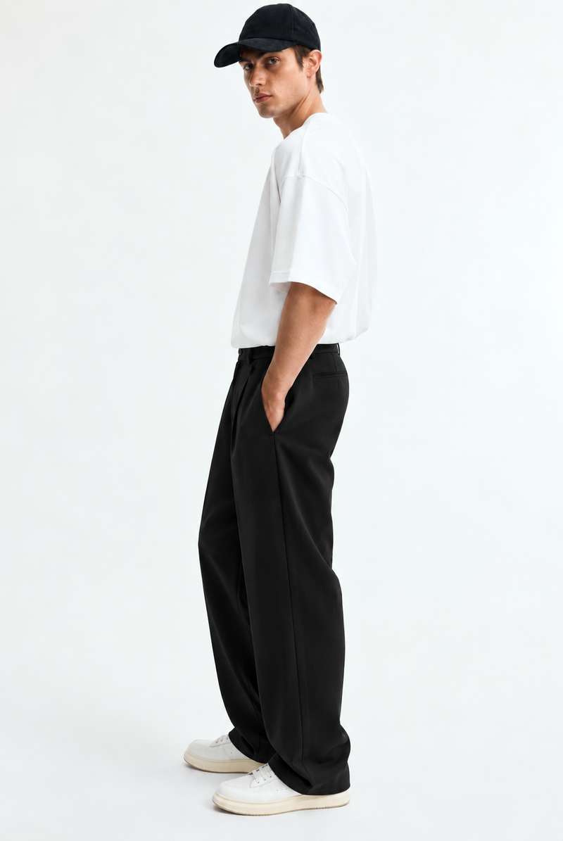 Men’s Premium Double-Pleated Wide-Leg Tailored Trousers