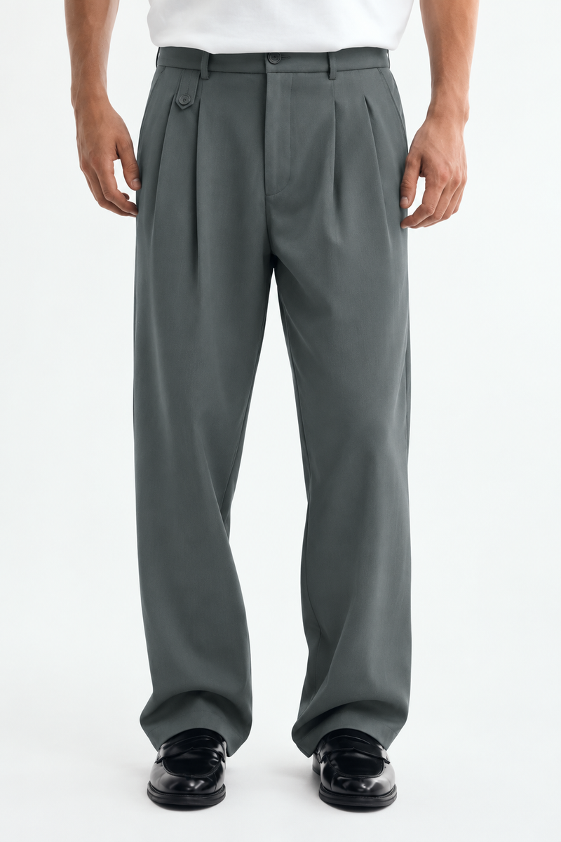 Men’s Premium Double-Pleated Wide-Leg Tailored Trousers