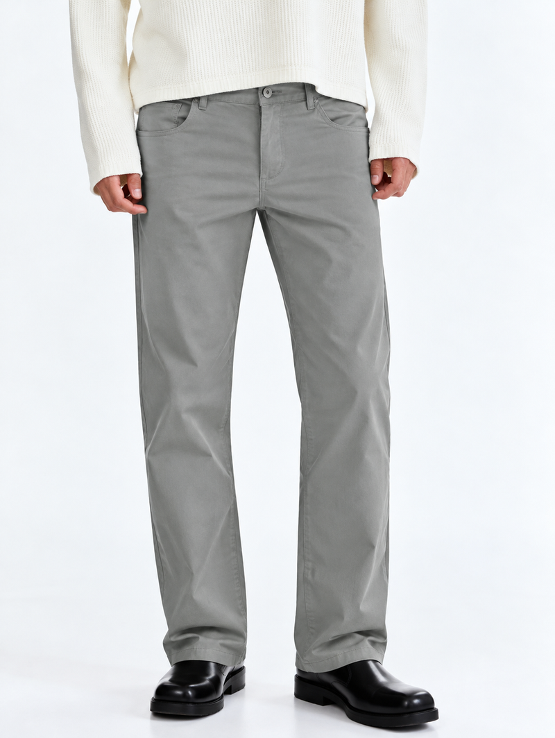 Men’s Premium Regular Straight-Leg Solid Casual Trousers