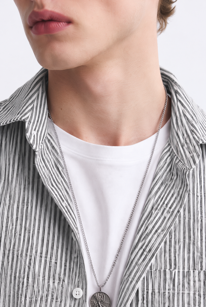 Men's Premium Striped Textured Short-Sleeve Shirt