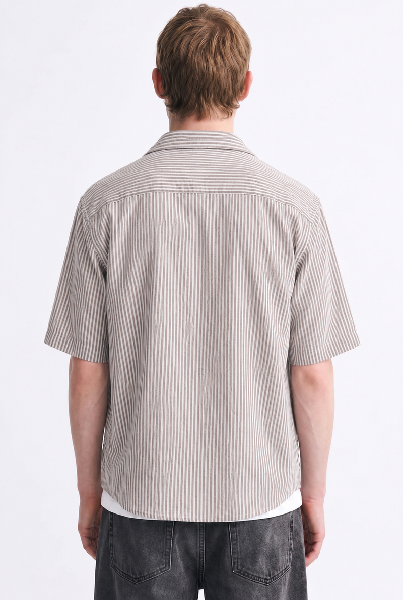 Men's Premium Striped Textured Short-Sleeve Shirt