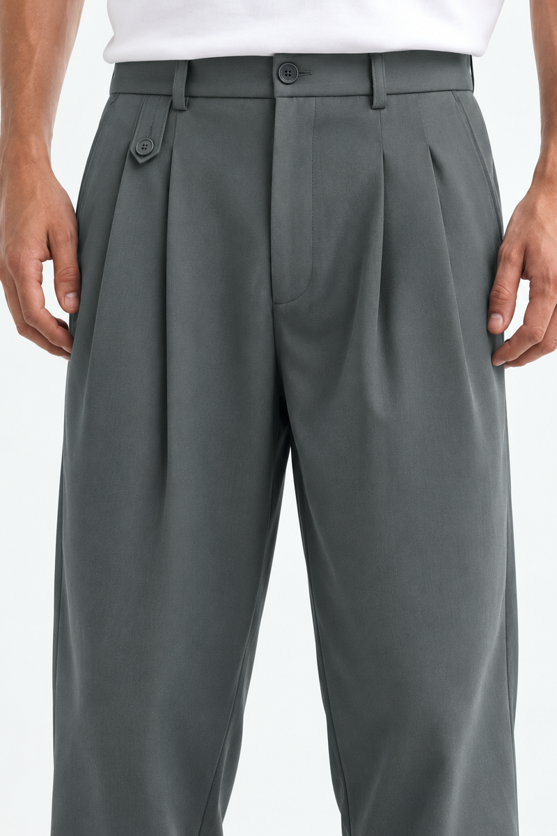 Men’s Premium Double-Pleated Wide-Leg Tailored Trousers