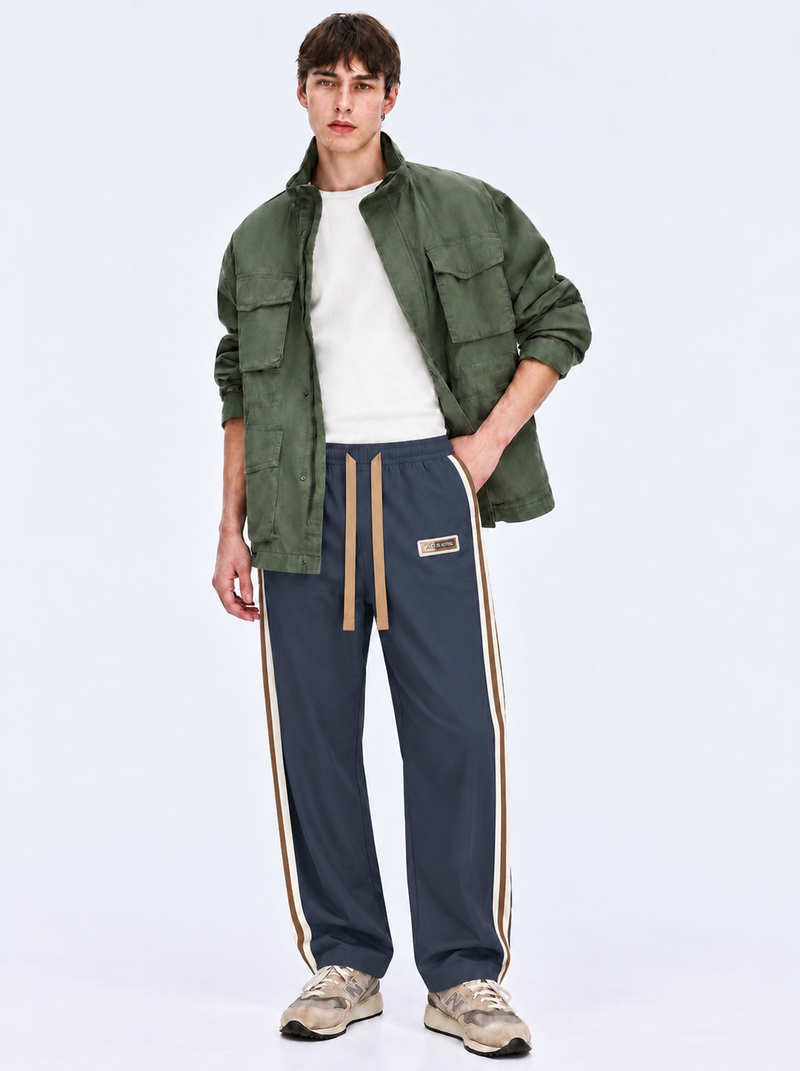 Men's Premium Side-Striped Straight-Leg Track Pants