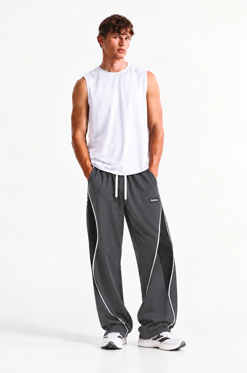 Men's Premium Piping Curved-Panel Track Pants