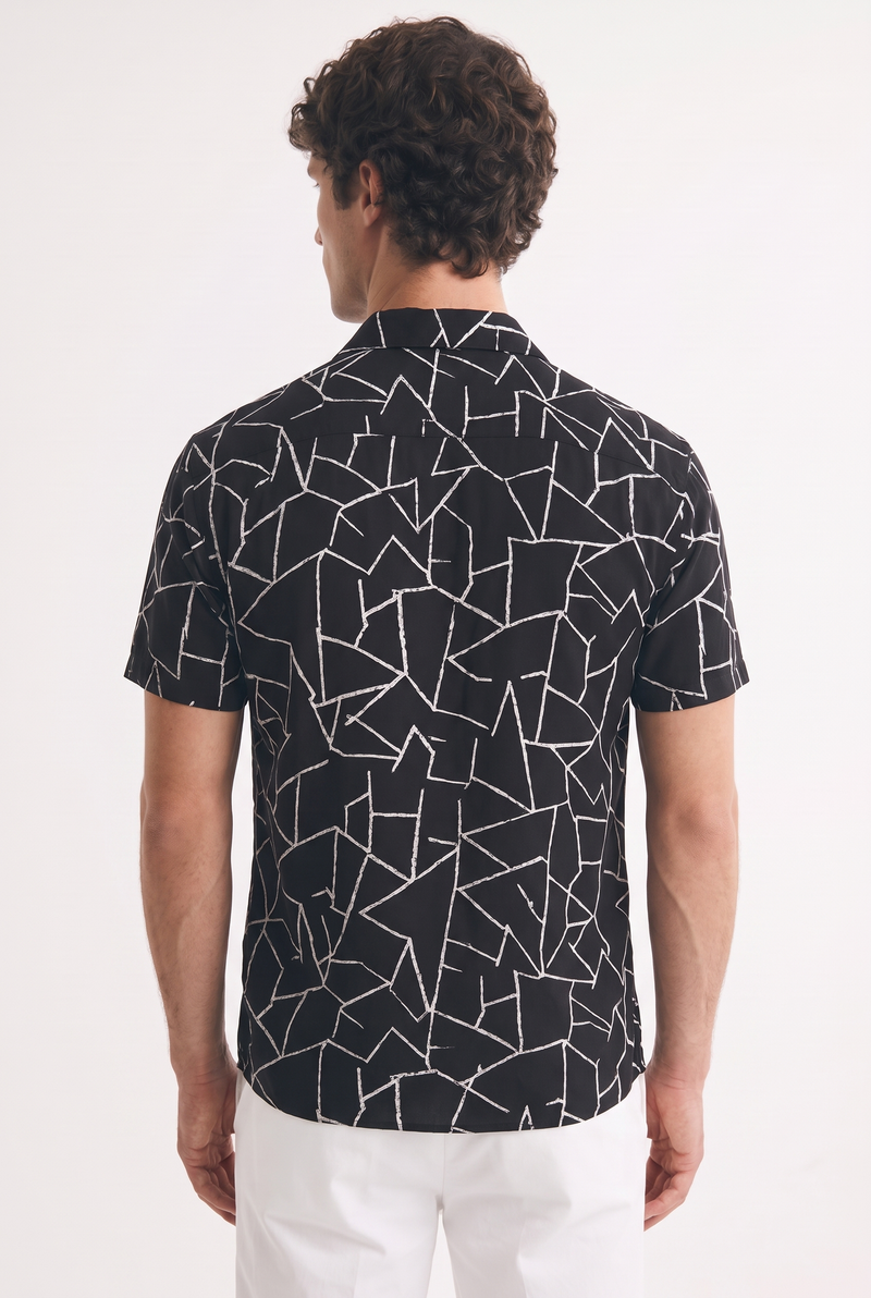 Men's Premium Geometric Line Printed Casual Shirt