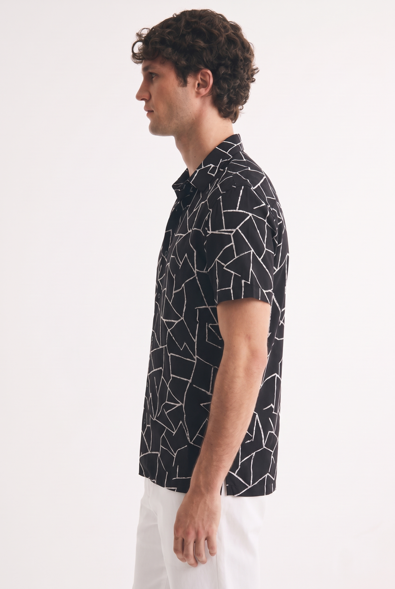 Men's Premium Geometric Line Printed Casual Shirt