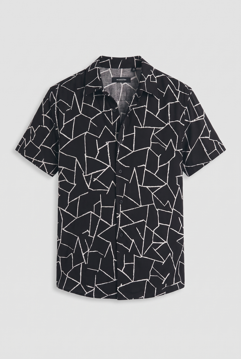 Men's Premium Geometric Line Printed Casual Shirt