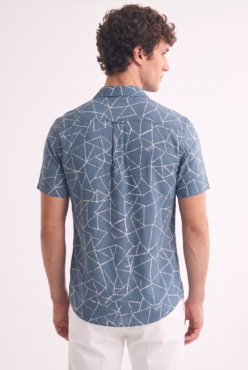 Men's Premium Geometric Line Printed Casual Shirt