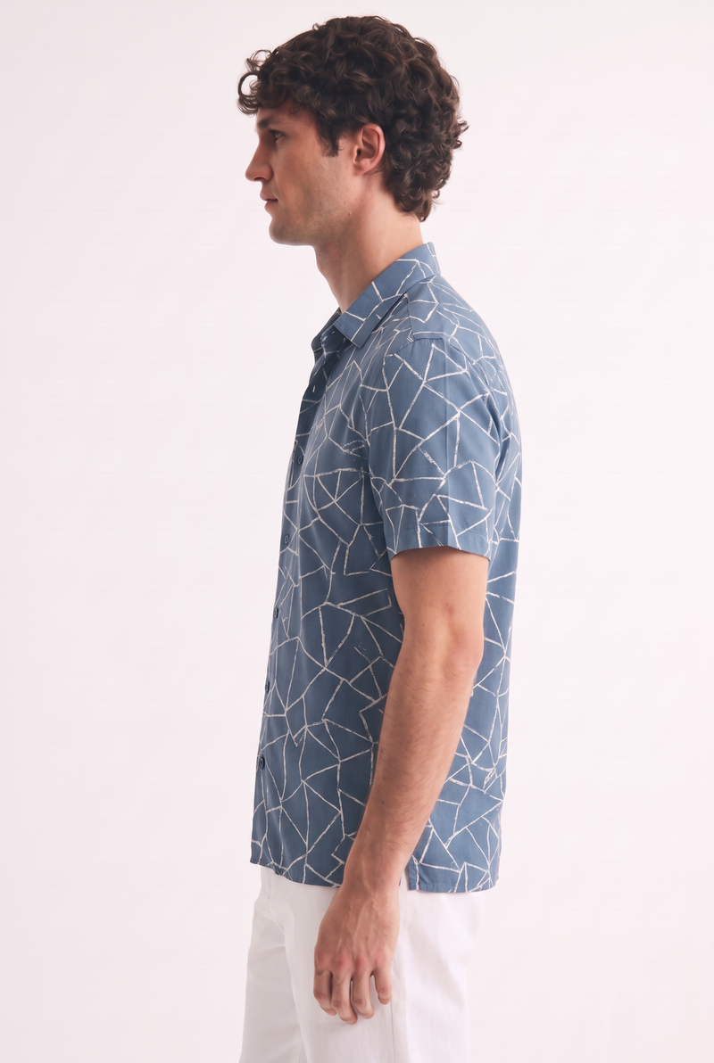 Men's Premium Geometric Line Printed Casual Shirt