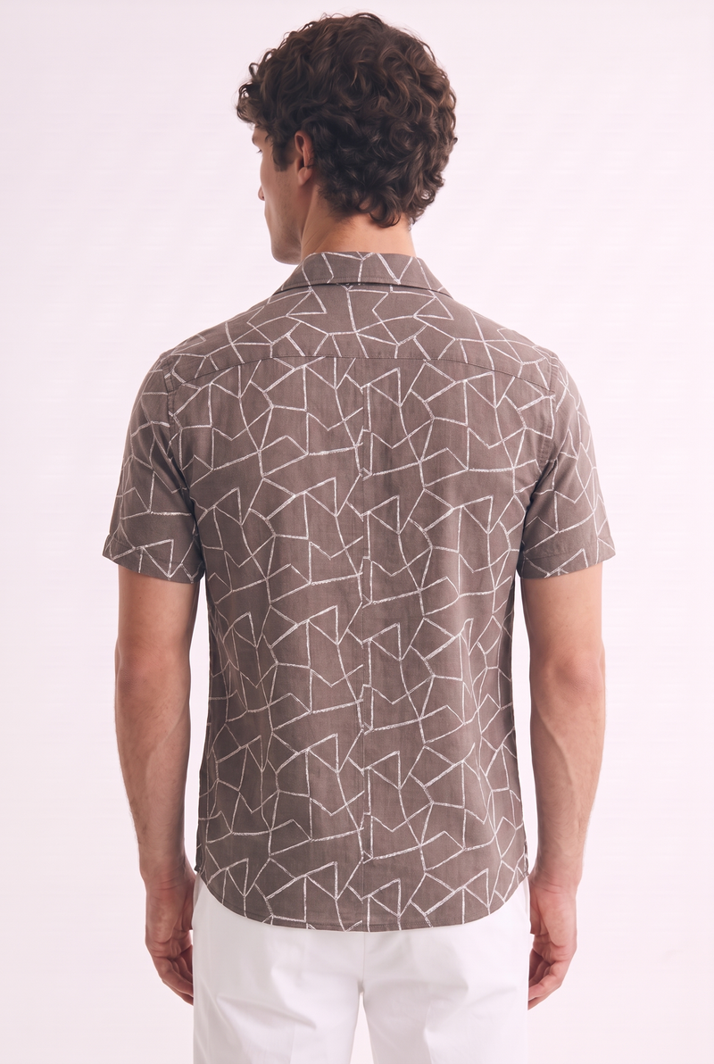 Men's Premium Geometric Line Printed Casual Shirt