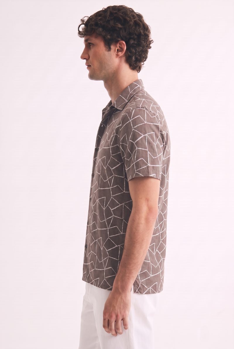 Men's Premium Geometric Line Printed Casual Shirt