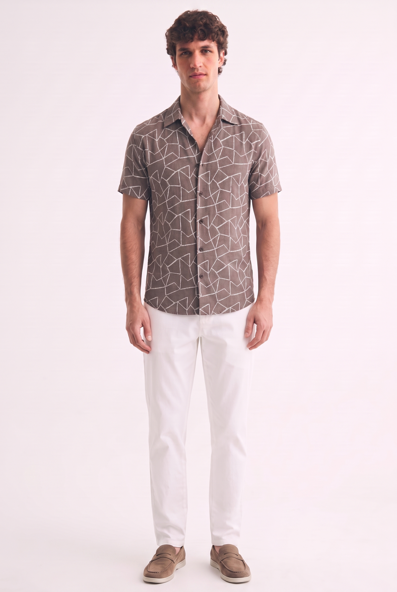 Men's Premium Geometric Line Printed Casual Shirt