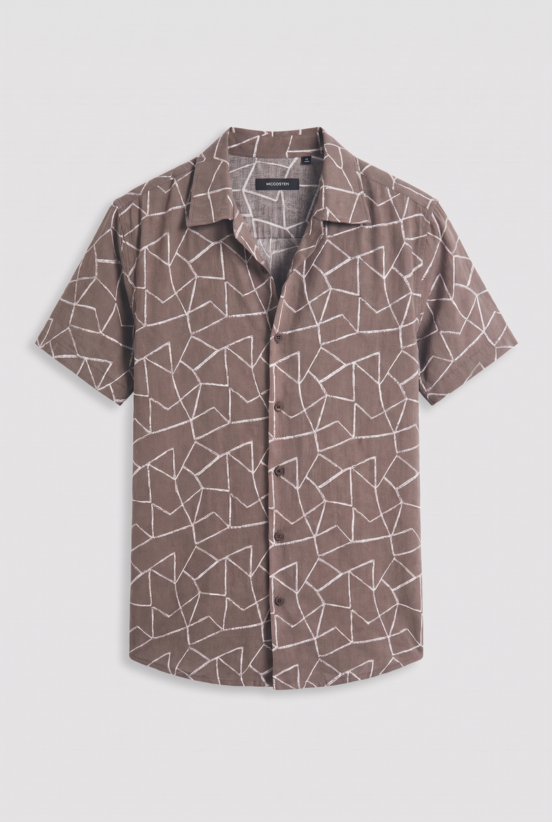 Men's Premium Geometric Line Printed Casual Shirt