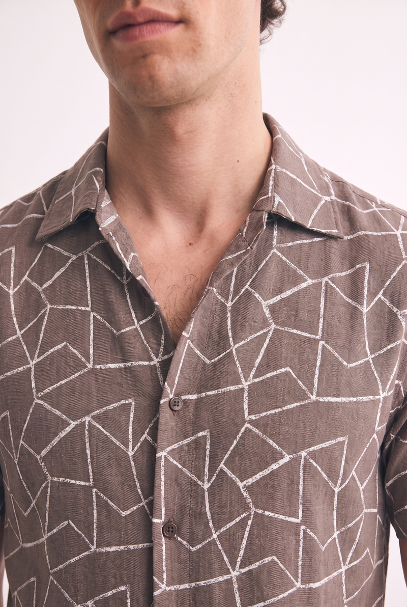 Men's Premium Geometric Line Printed Casual Shirt