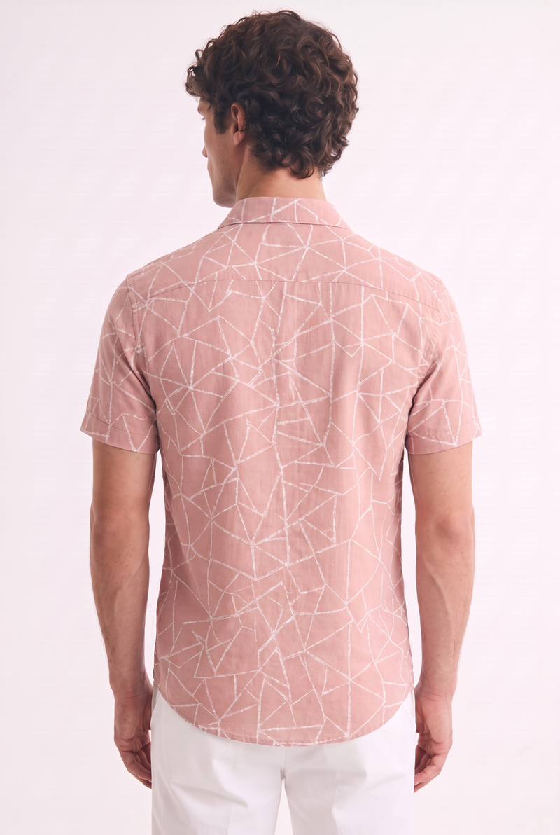 Men's Premium Geometric Line Printed Casual Shirt