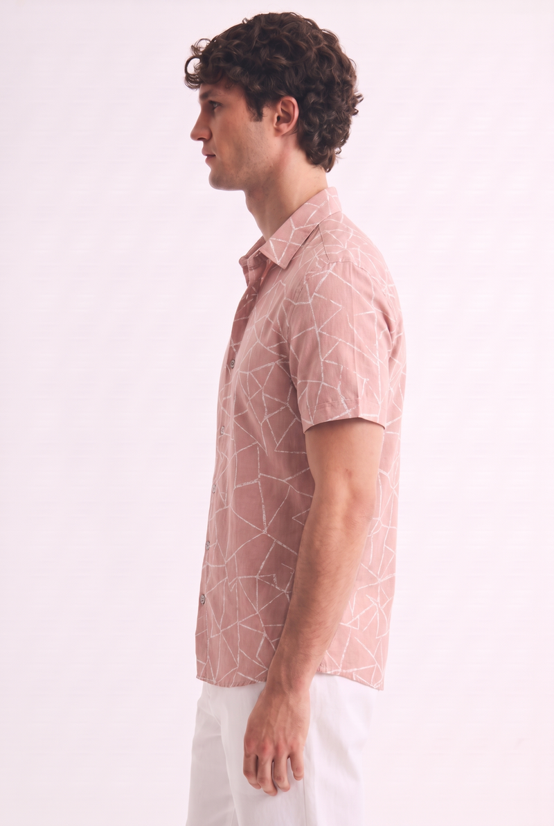 Men's Premium Geometric Line Printed Casual Shirt