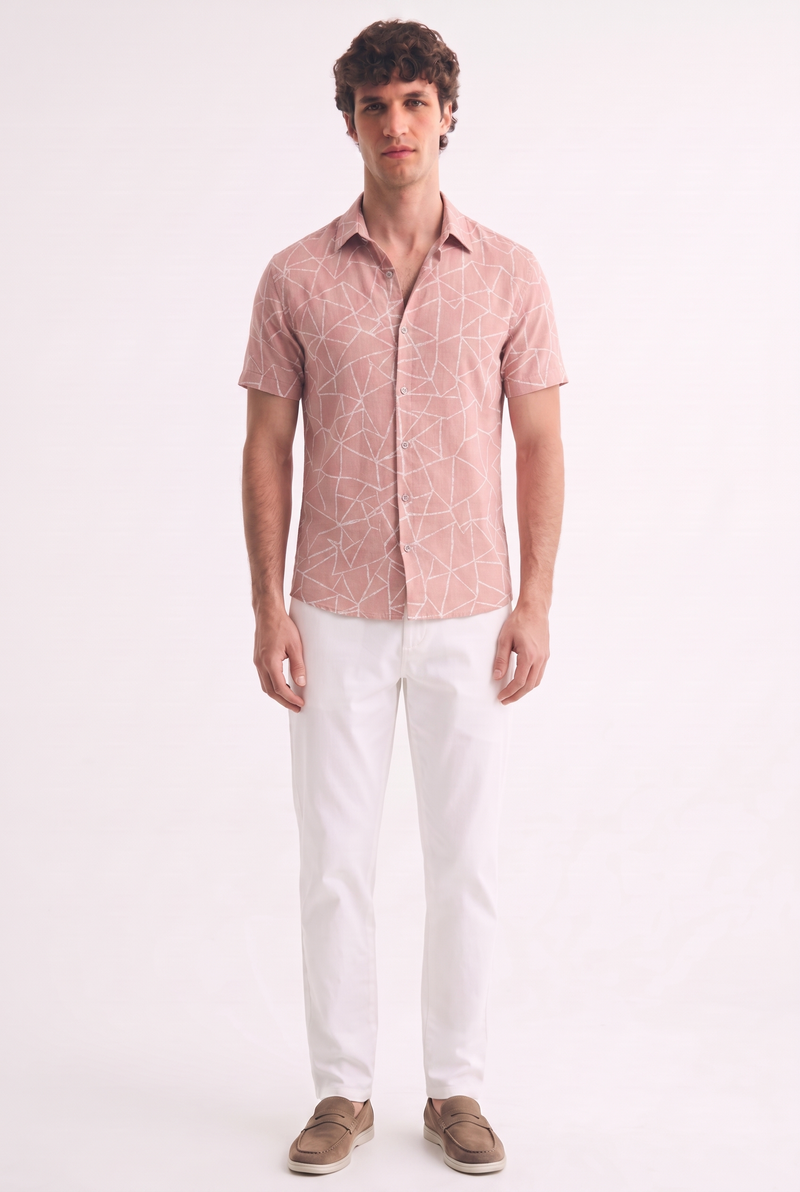 Men's Premium Geometric Line Printed Casual Shirt