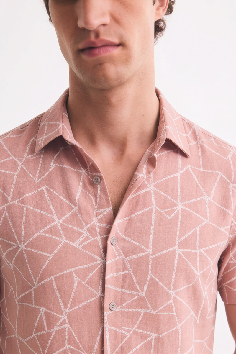 Men's Premium Geometric Line Printed Casual Shirt