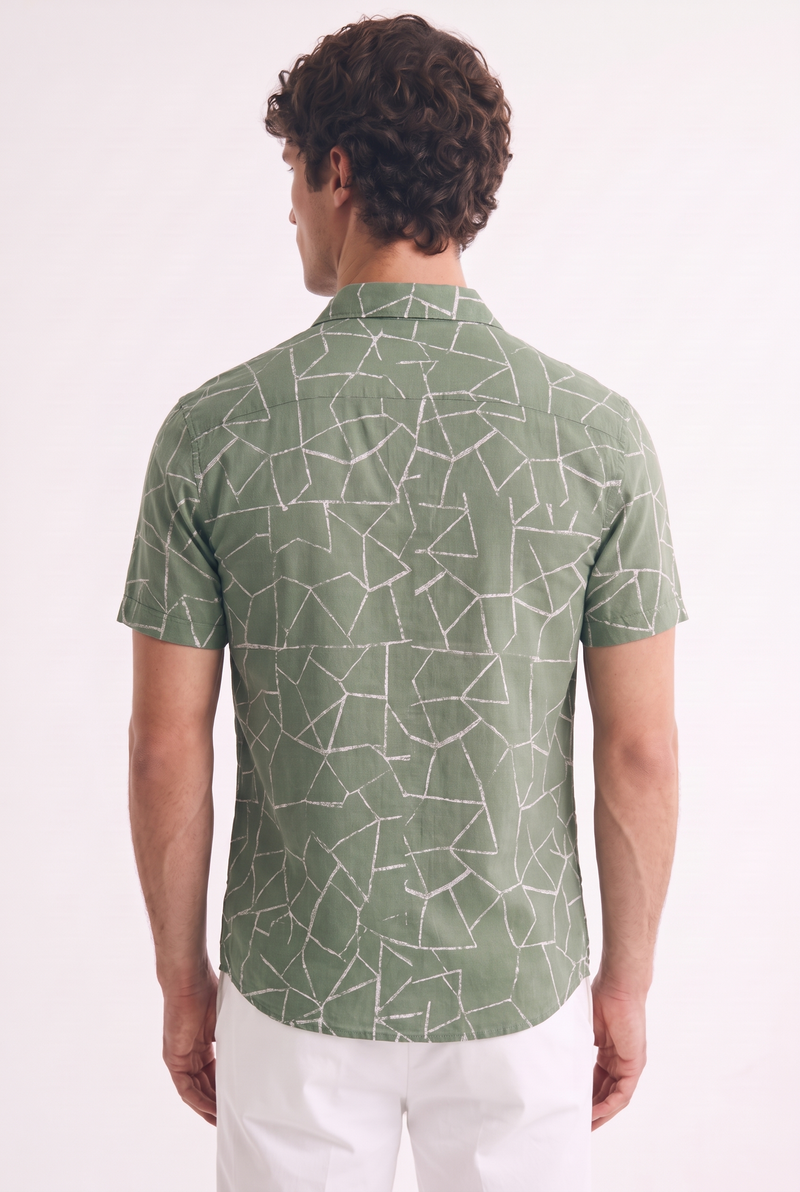 Men's Premium Geometric Line Printed Casual Shirt