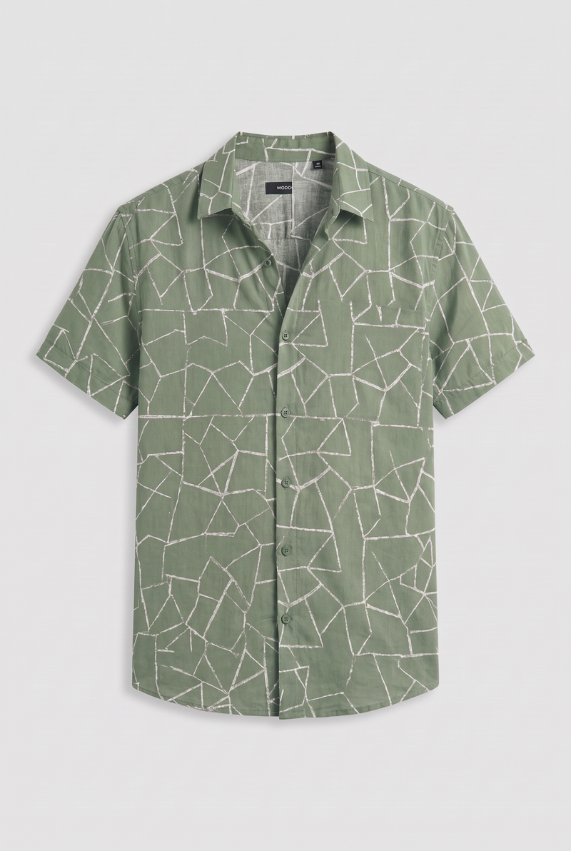 Men's Premium Geometric Line Printed Casual Shirt