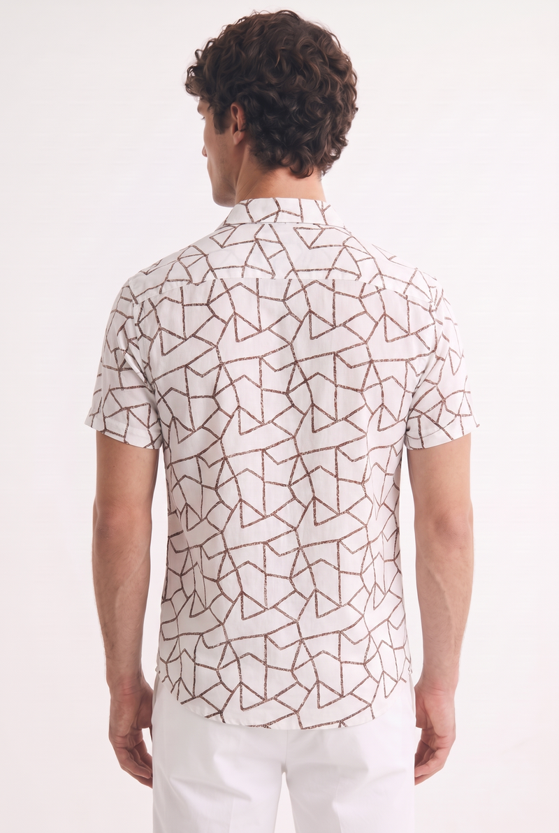 Men's Premium Geometric Line Printed Casual Shirt