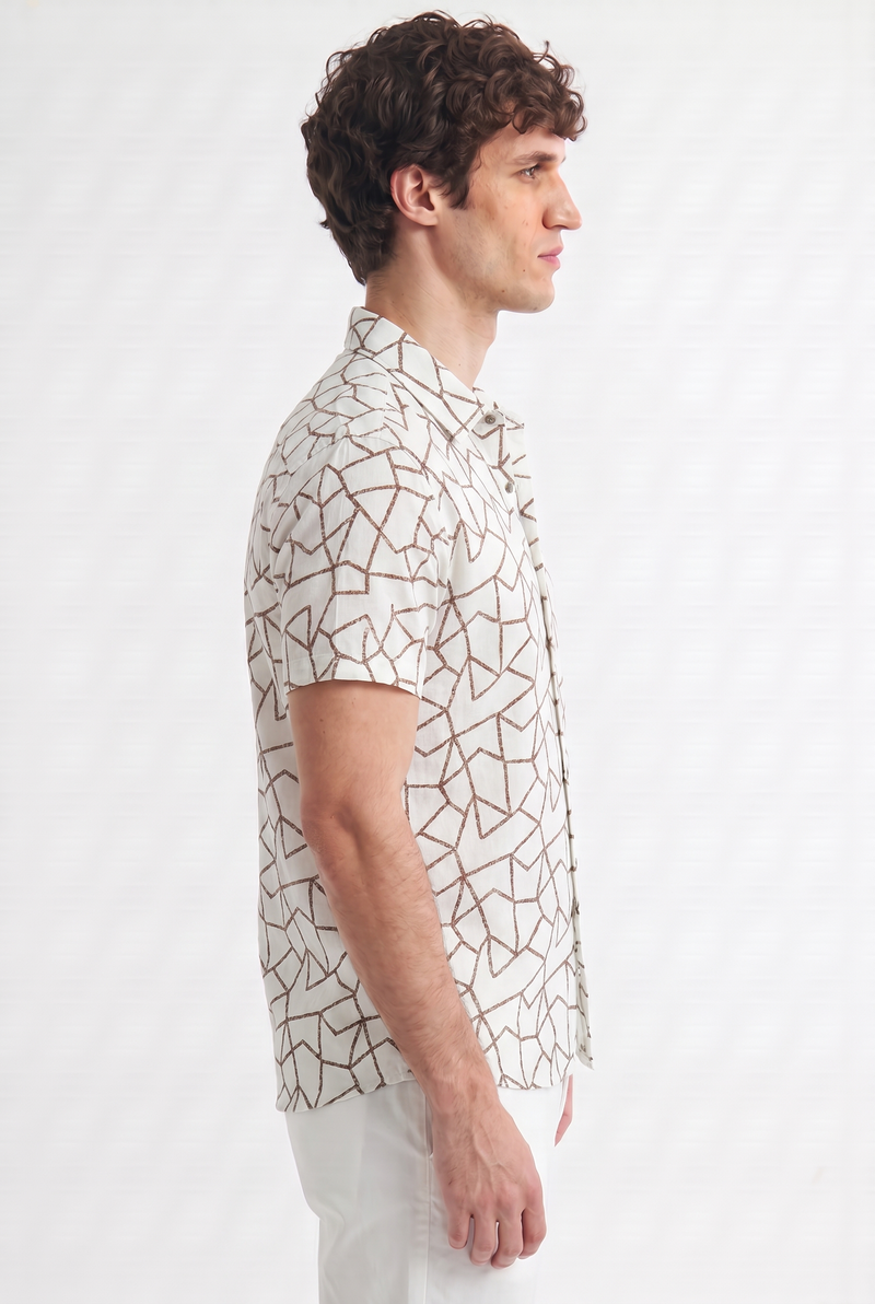 Men's Premium Geometric Line Printed Casual Shirt