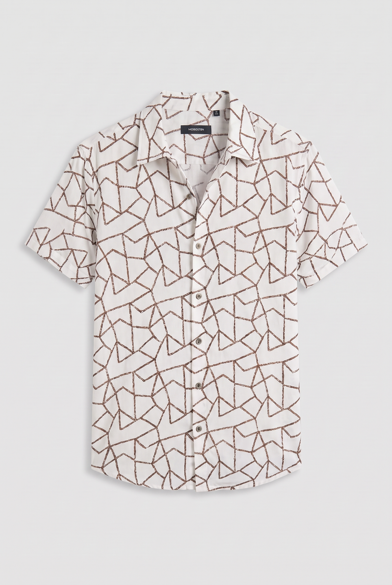 Men's Premium Geometric Line Printed Casual Shirt