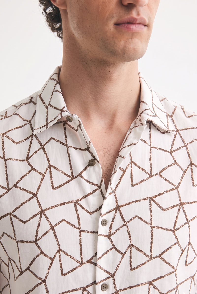 Men's Premium Geometric Line Printed Casual Shirt