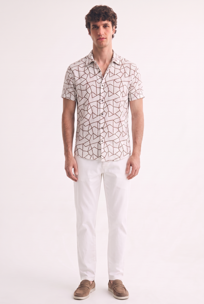 Men's Premium Geometric Line Printed Casual Shirt