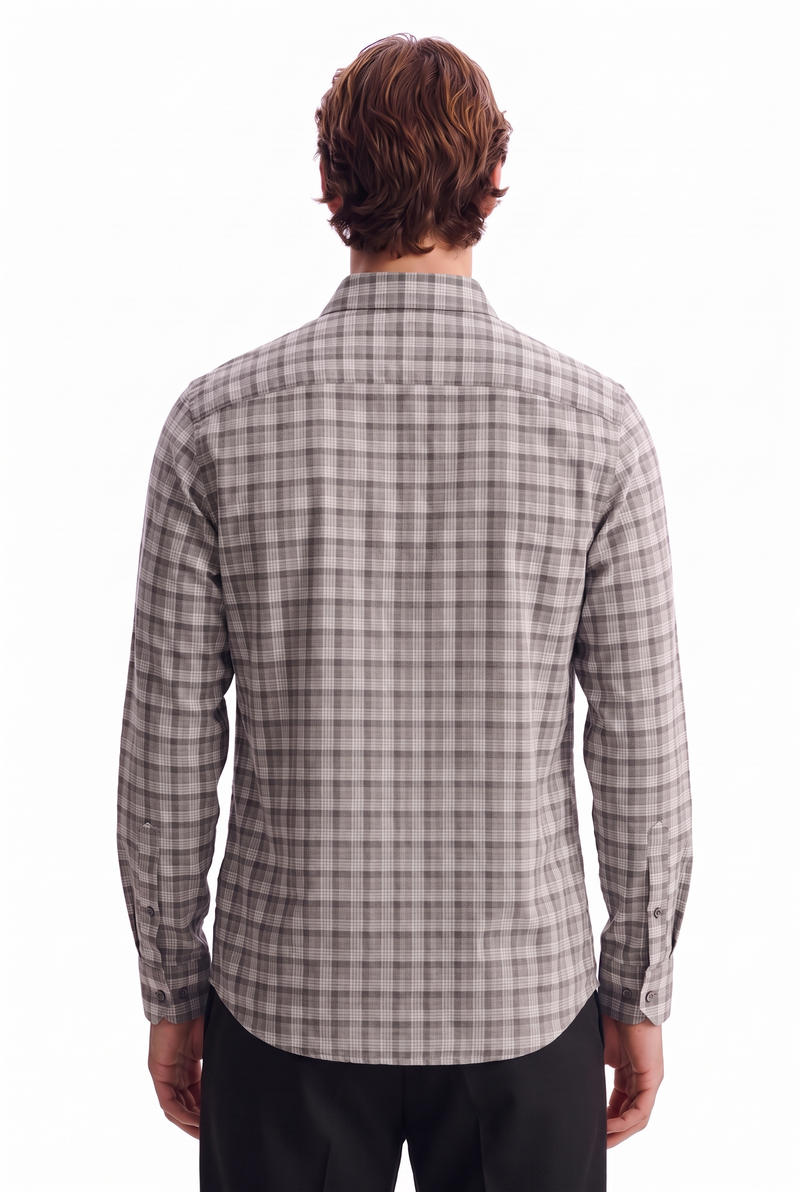 Men’s Premium Plaid Check Long-Sleeve Casual Shirt