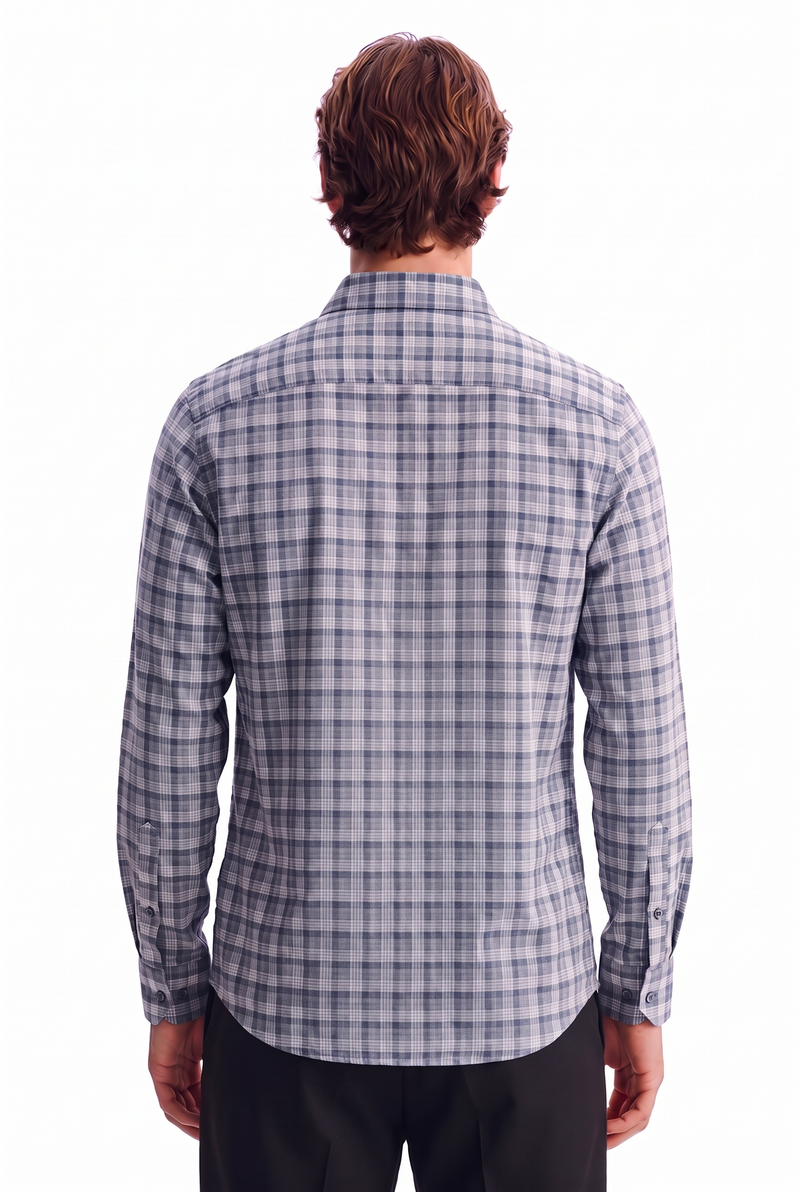 Men’s Premium Plaid Check Long-Sleeve Casual Shirt