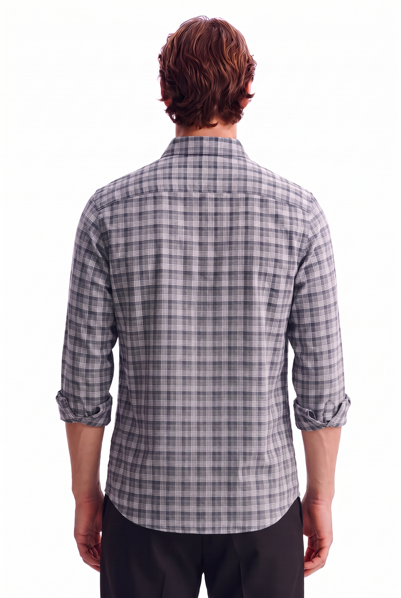 Men’s Premium Plaid Check Long-Sleeve Casual Shirt